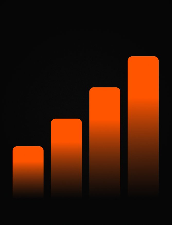 Gráfico de barras crescente em laranja — performance